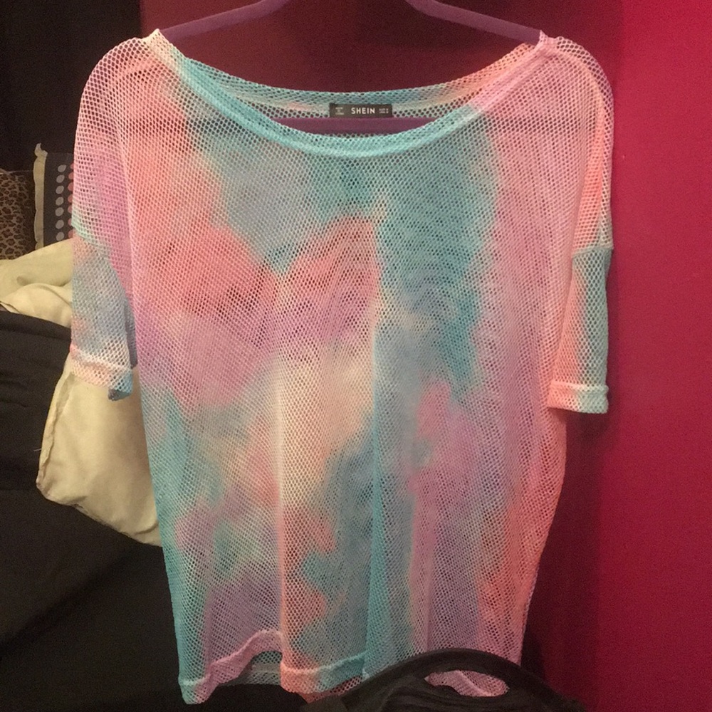 💘multicolor mesh short sleeve top💘